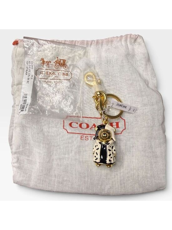 Coach Accessories - Coach x Disney Cruella Bear Bag Charm Keychain CC343 Gold Black White NWT